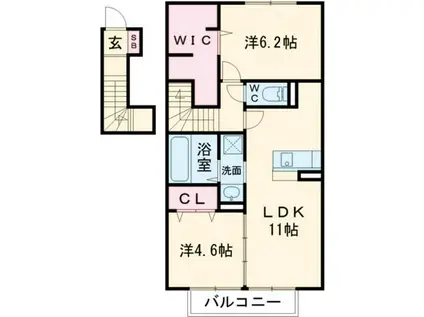 ラ・フェリーチェ(2LDK/2階)の間取り写真
