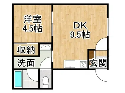 ノースインB(1DK/1階)の間取り写真