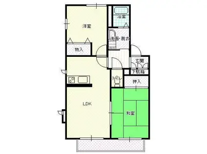 シャルルデュランD棟(2LDK/1階)の間取り写真