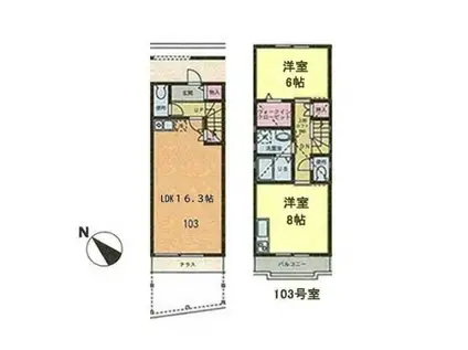 デザインステージ芝(2LDK/1階)の間取り写真