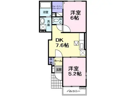 アニュー・グレイスII(2DK/1階)の間取り写真