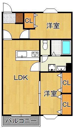 エスポワール(2LDK/1階)の間取り写真