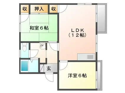 タウニィ橘 5棟(2LDK/2階)の間取り写真