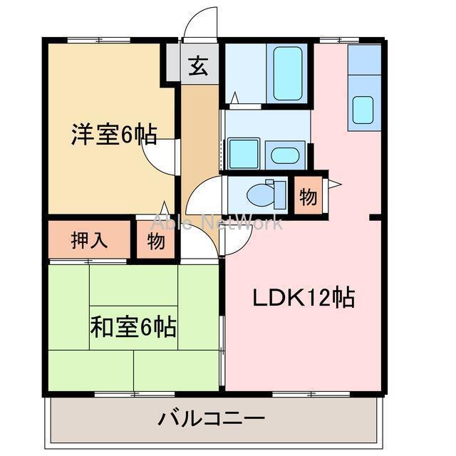 サンガーデンアケヒ(2LDK/2階)の間取り写真