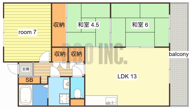 アルコ・ラ・カーサ佃町II(3LDK/2階)の間取り写真