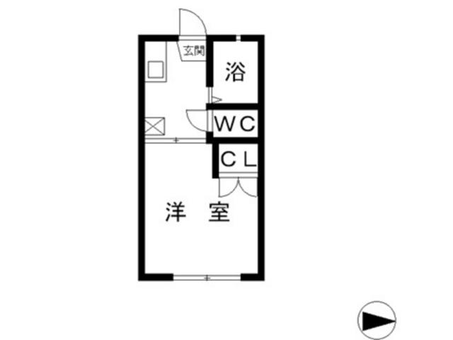 アスリートA棟(1K/1階)の間取り写真