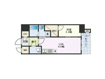 エステムコート名古屋新栄IVネスト(1DK/13階)の間取り写真