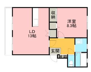 アーバンサウスII(1LDK/1階)の間取り写真
