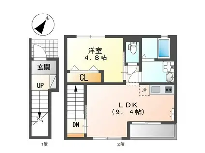 アイヴィーフィールド 1(1LDK/2階)の間取り写真