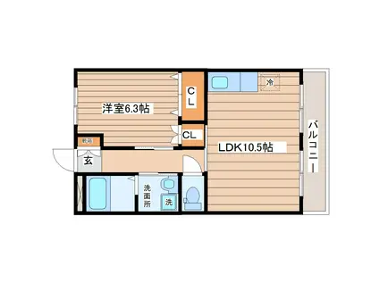 フォレスト壱番館(1LDK/2階)の間取り写真