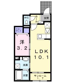 ロータス(1LDK/1階)の間取り写真