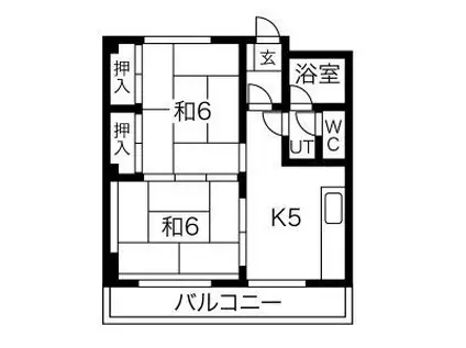 シャンドールホワイト中駒(2K/3階)の間取り写真