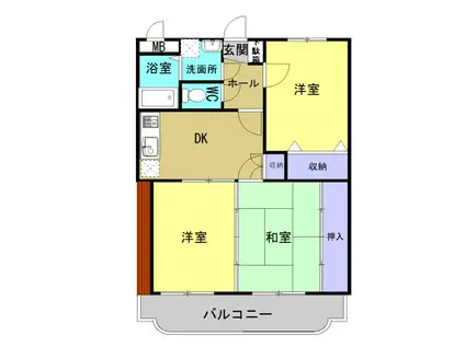 第2寿ハイツ(3DK/2階)の間取り写真