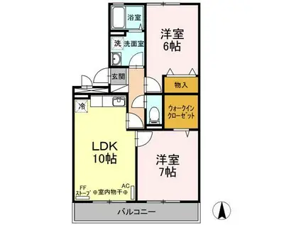 マンションタケイシ(2LDK/3階)の間取り写真