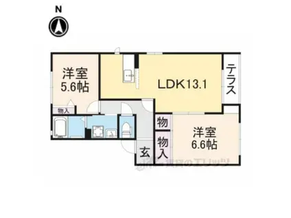 サニーソシアA棟(2LDK/1階)の間取り写真