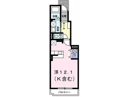 グレイス・パークB(ワンルーム/1階)の間取り写真