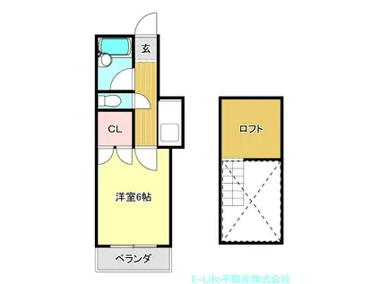 B-イースト尾ノ上(1K/2階)の間取り写真