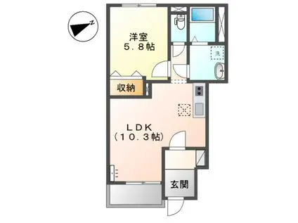 ハイツユニベール(1LDK/1階)の間取り写真