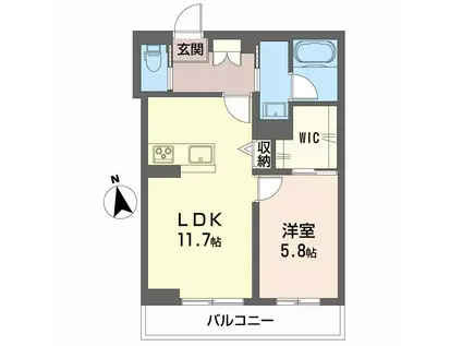 キャピターレウエスト(1LDK/2階)の間取り写真