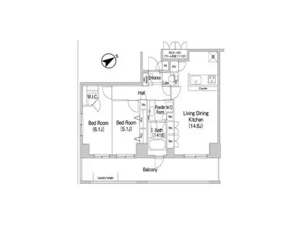 コンフォリア田町(2LDK/2階)の間取り写真