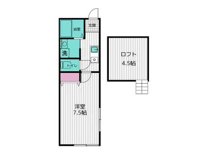 カーサプリヴォ(1K/2階)の間取り写真