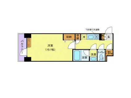 メゾン・ド・ヴィレ日本橋中洲(1K/11階)の間取り写真