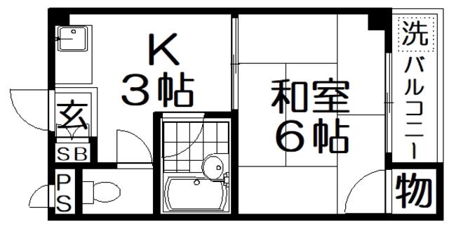 寿ハイツ(1K/1階)の間取り写真