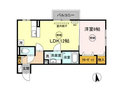 NAISSANCE・YAMA(1LDK/2階)の間取り写真