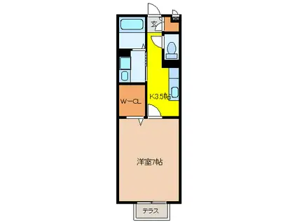 カサベルデ柏森(1K/2階)の間取り写真