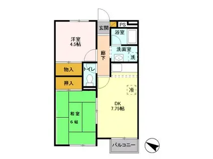 フラットI(2DK/2階)の間取り写真