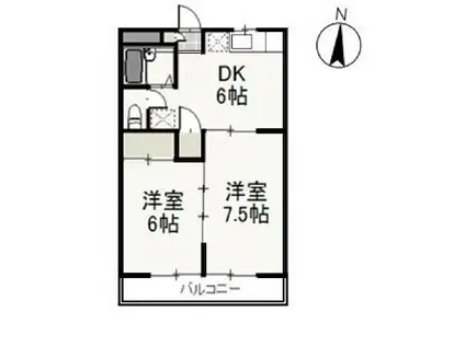 ディアトレス下中野(2DK/3階)の間取り写真