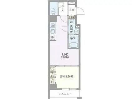 ベルエスパス箱崎(1DK/3階)の間取り写真