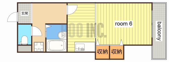 MISTRAL岡田(1K/1階)の間取り写真