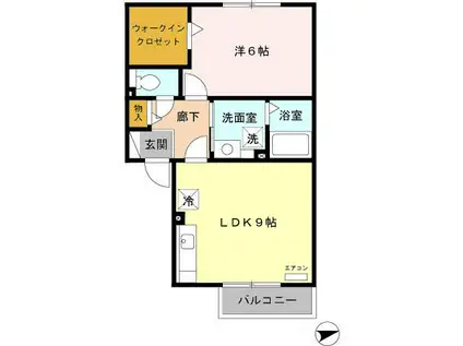 アグリーブルA棟(1LDK/2階)の間取り写真