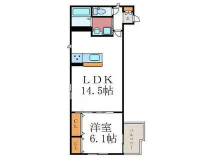 SIDE西ノ京(1LDK/2階)の間取り写真