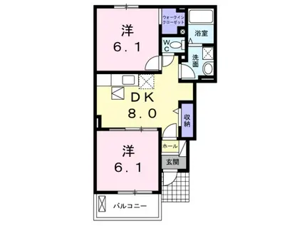 アンソレイユ(2DK/1階)の間取り写真