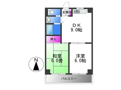 シャトレーヌ(2DK/3階)の間取り写真