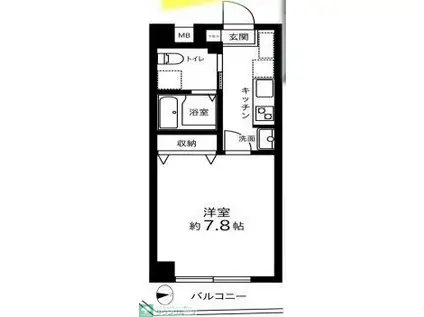 ルーブル府中 壱番館(1K/4階)の間取り写真