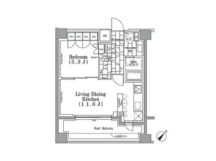 ONE ROOF FLAT TSUKISHIMA(1LDK/7階)の間取り写真