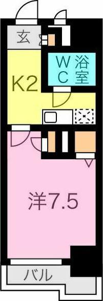 ライオンズマンション名駅西(1K/2階)の間取り写真