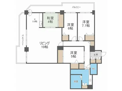 知事公館前タワーレジデンス(4LDK/20階)の間取り写真