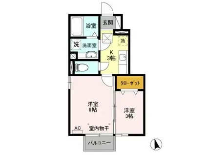 D-ROOM グランモアプラージュ105(2K/1階)の間取り写真