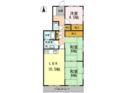 フレンドリー雅(3LDK/4階)の間取り写真