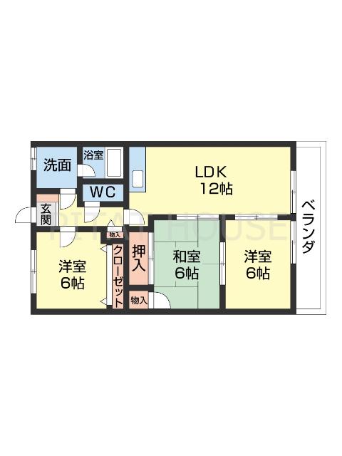 カサ・デ・わさII(3LDK/3階)の間取り写真