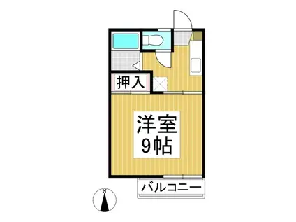 シャンブル花岡(1K/2階)の間取り写真