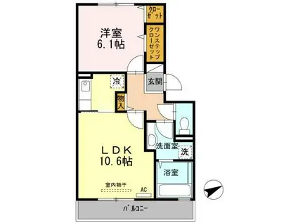 ニュル・ナイン(1LDK/2階)の間取り写真