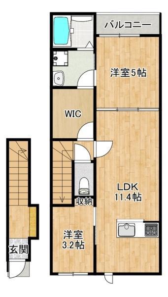 L-BLOOM東櫛原(2LDK/2階)の間取り写真