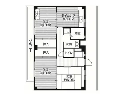 ビレッジハウス善部2号棟(3DK/4階)の間取り写真