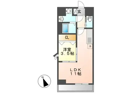 CATTLEYA GARDEN(1LDK/3階)の間取り写真