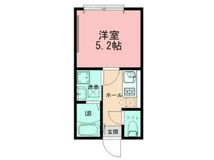 ノワール レジデンス キクナ(1K/1階)の間取り写真